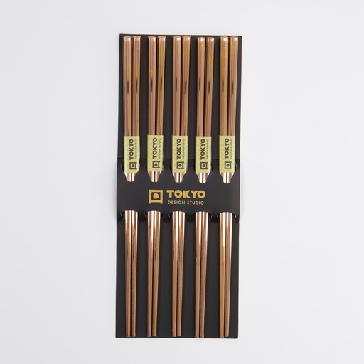 [17931] Chopstick Set/5 Stainless Steel Rose Gold 17931 10/100