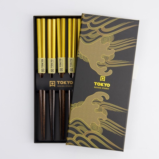 [4496] Chopstick Giftset/5 Gold 4496 1/100