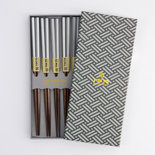 [4497] Chopstick Giftset/5 Platinum C-1318-2 1/100
