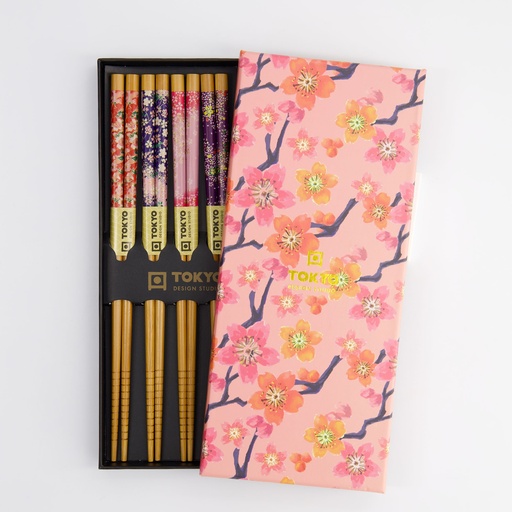 [4811] Chopstick Giftset/5 Sakura Patterns B-0883T 1/100