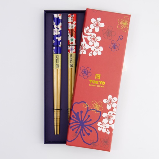 [4236] Chopstick Giftset/2 Flower B-5017TX 1/100