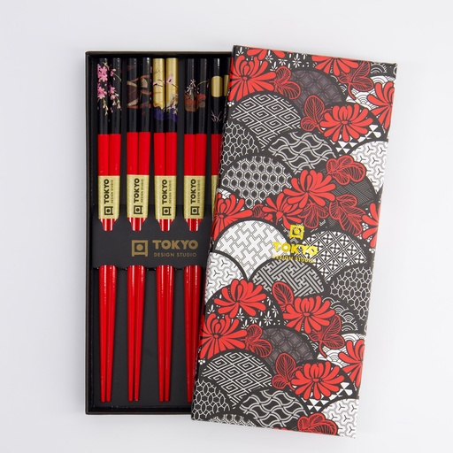 [4079] Chopstick Giftset/5 Red B-105KR-1 1/100