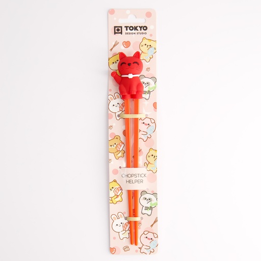 [4663] Children Chopsticks Lucky Cat Red 22cm 4663 6/240