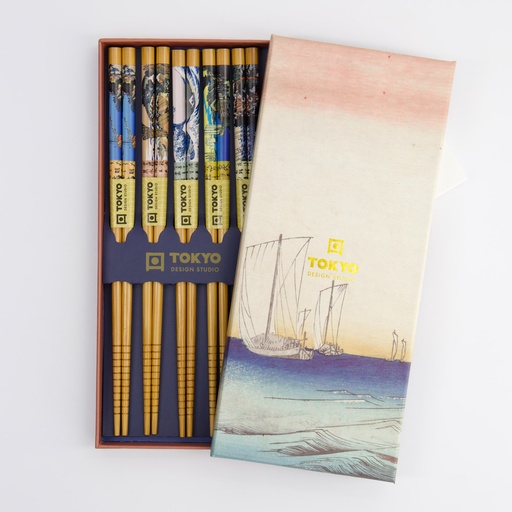 [4135] Chopstick Giftset/5 Woodblock Prints B-0307X 1/100