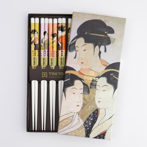 [8445] Chopstick Giftset/5 Geisha White B-1416 1/100