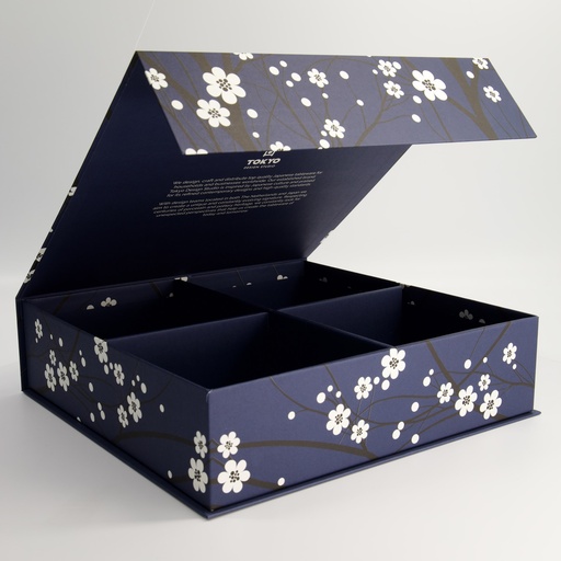 [24311] Paper Giftbox 3A 33,6x34,3x9cm Sakura Blue Bowl Set 4pcs #14334