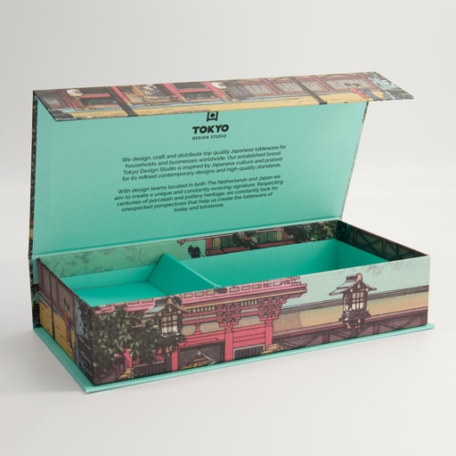 [24378] Paper Giftbox 17E 30.5x15.5x6.5cm Sushi Set 3pcs Temple Aqua 1/6