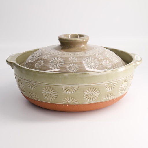 [21043] Kitchen Donabe Earthen IH Casserole Mishima 27cm No. 9 1/8