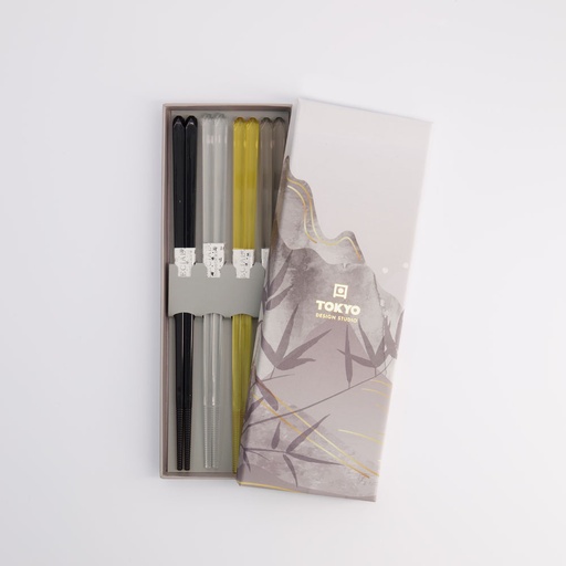 [21538] Chopstick Giftset/4 Acrylic Brown DJ-C-202 1/100