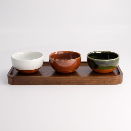 [21543] Wooden Plate with 3Holes 30x13cm E31-30