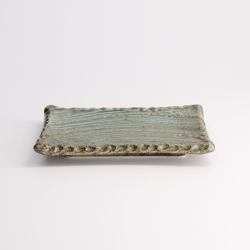 [21562] Mino Craft Rectangular Plate Wabi Uguisu 17.5x13x2.2cm FK-SW2301 6/36