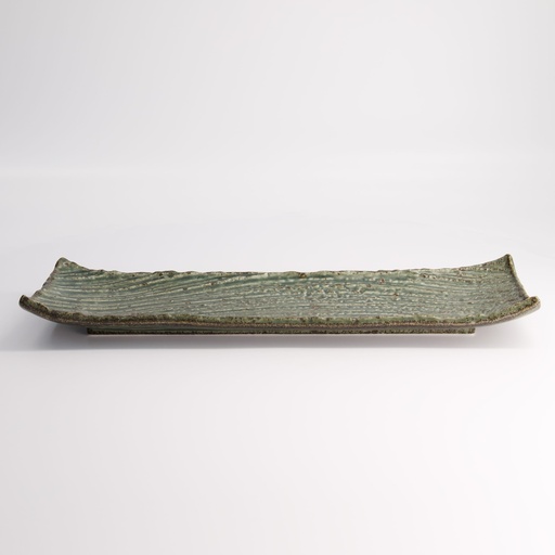 [21567] Mino Craft Rectangular Plate Wabi Uguisu 41x13x3cm FK-SW2306 3/27