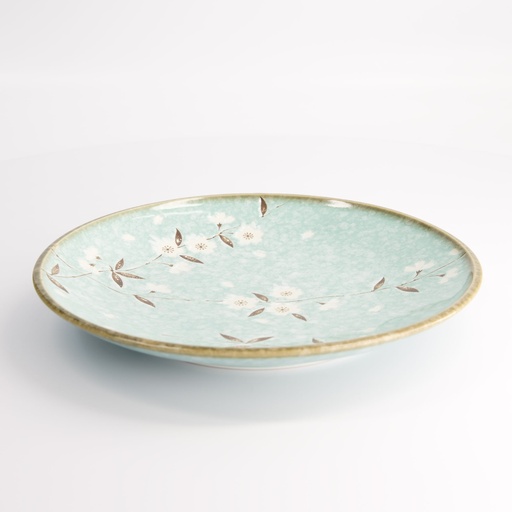 [21591] Light Blue Sakura Plate 26x3.4cm 4/24