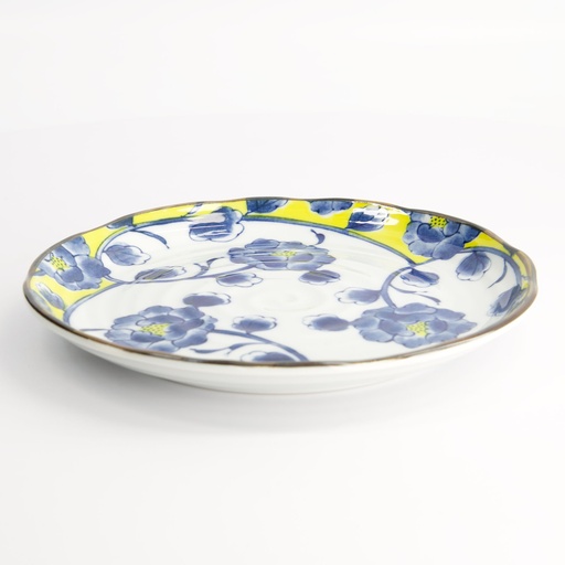 [22598] Botan Plate 21.6x2.5cm Yellow/Blue 22598 6/36