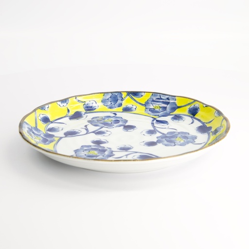 [22599] Botan Plate 24.7x3cm Yellow/Blue 22599 6/36