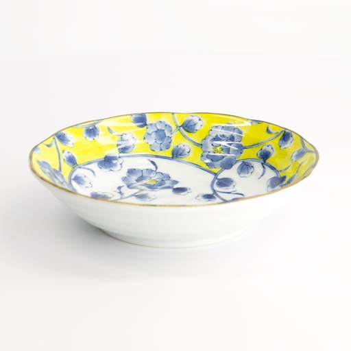 [22604] Botan Shallow Bowl 16.5x4cm Yellow/Blue 22604 6/72