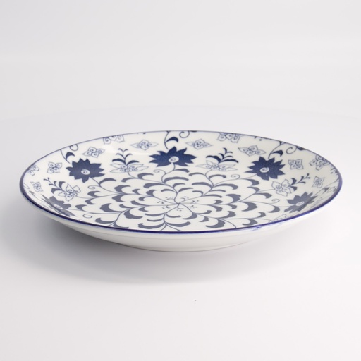 [22615] Tokyo Blue Botan Round Plate 25x3.3cm 40-230404 HB-7 6/36