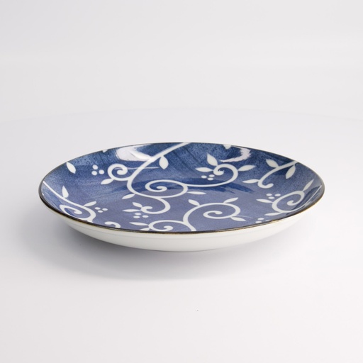 [22626] Tokyo Blue Karakusa Round Plate 21.5x3.4cm 40-230404 HB-18 6/48