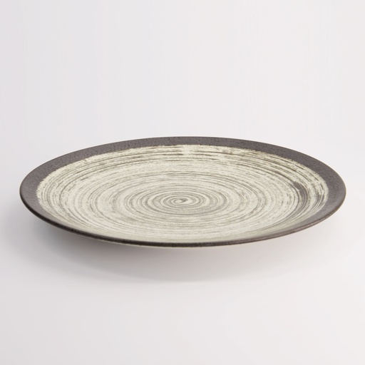 [21628] Asashio Large Round Plate 28.5x3.5cm Bk/Wh 21628 3/18