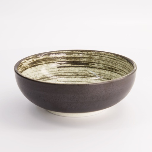 [21635] Asashio Bowl 17.5x6.2cm 800ml Bk/Wh 21635 4/32