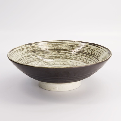 [21637] Asashio Bowl 24x7.5cm 1400ml Bk/Wh 21637 2/16
