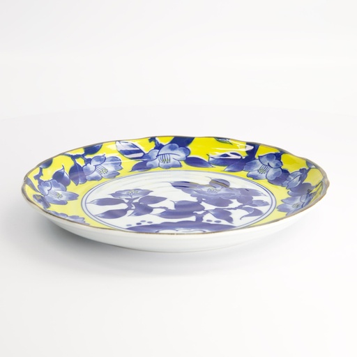 [21732] Tsubaki Plate 24.7x3cm Yellow/Blue 21732 6/36