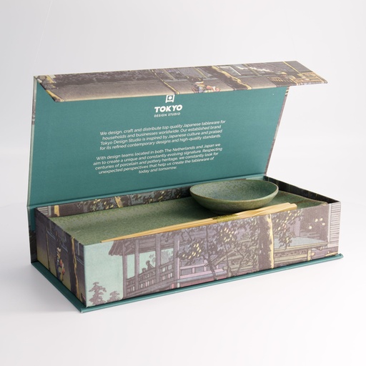[22636] Vert Sauge Sushi Set 2pcs w/ chopsticks 28.5x12.5cm & 10x2cm 22636
