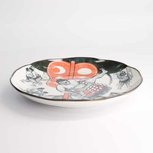 [21790] Asakusa Round Plate 25x3cm Sumo 21790 4/24