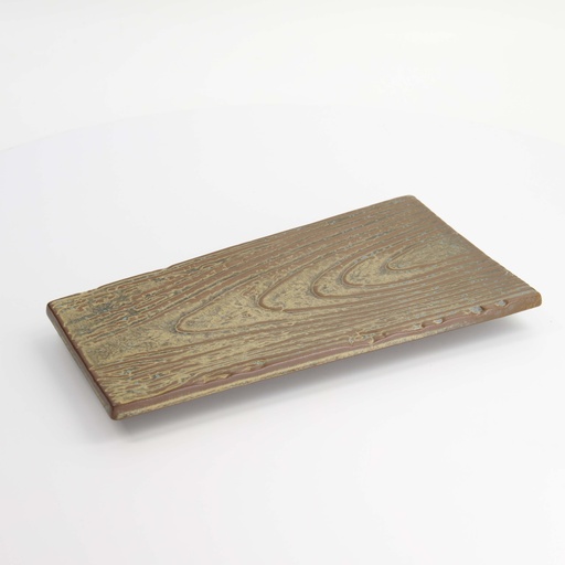 [21828] Large Plate 28.3x14cm Wood Look E763-P-14011