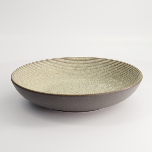 [21840] Gold Sand Grey Shallow Dish 26x5cmh Grey E764-P-10113