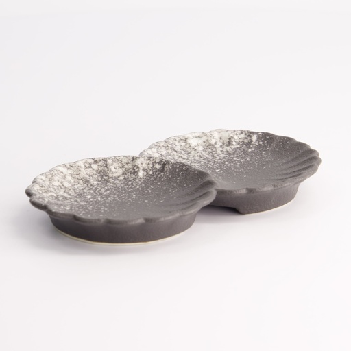 [21854] Silver Grey Flower Sauce Plate 14x8,5 A25334W673Y80 12/144