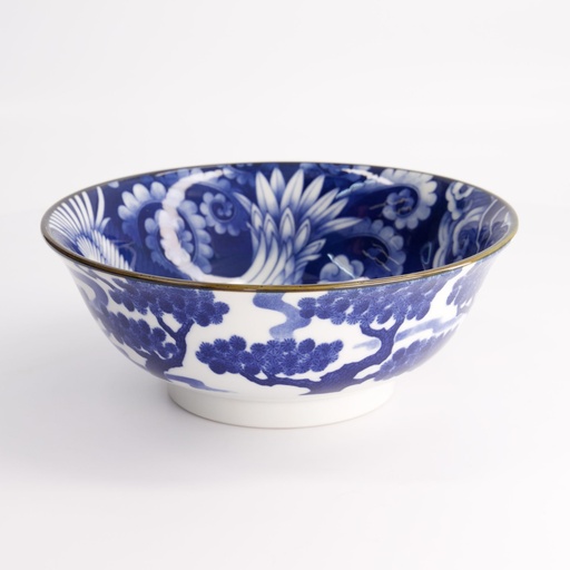 [21893] Wa Mixed Bowls Ramen Crane 20.5x8cm Blue/White KA-43 4/32