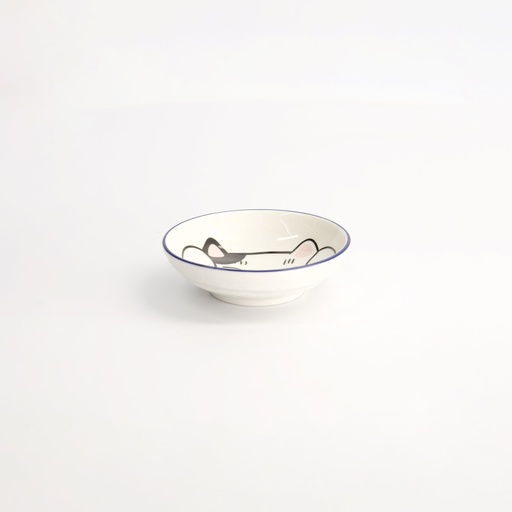 [22662] Kawaii Lucky Cat Sauce Plate 9x2.5cm White 6/96