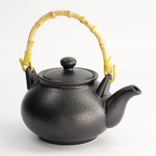 [21983] Bamboo Handle for Yuzu Black Teapot 17.5x14x11cm 850ml Matte Black A0216Y101