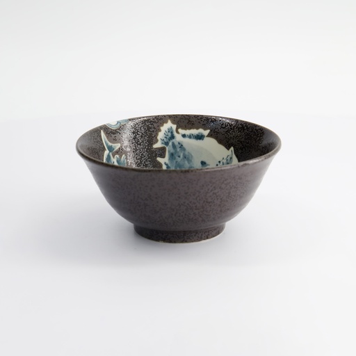[21985] Kawaii Bowls 15x7cm Fugu Blowfish Brown 6/48