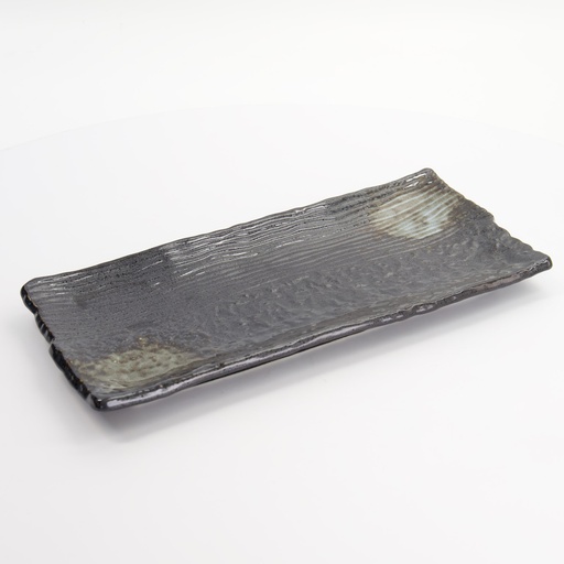 [21996] Mino Craft Rectangular Plate 33x15x2.7cm Black 21996 6/24