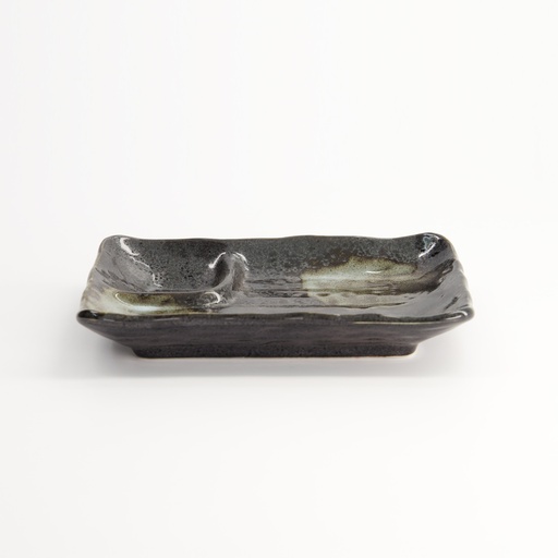 [21999] Mino Craft Divided Plate 17x11x2.5cm Black 8/64