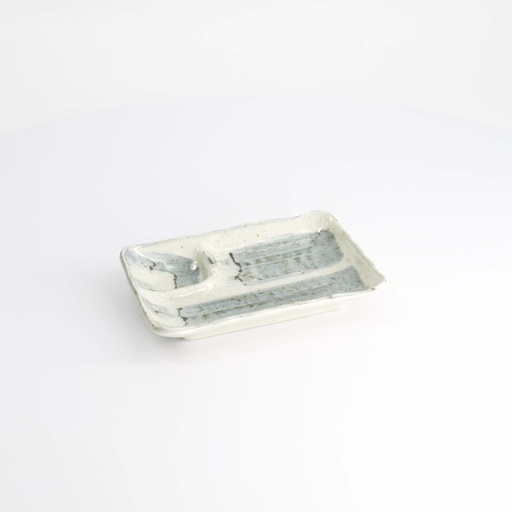 [22065] Mino Craft Divided Plate 17x11x2.5cm Light Blue/White 22065 8/64