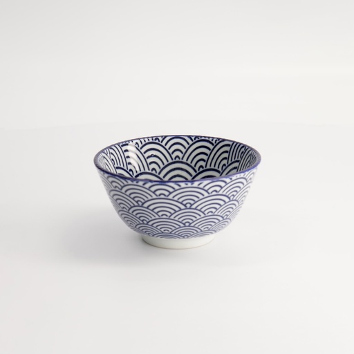 [16000] Nippon Blue Rice Bowl 12x6.4cm 300ml Wave TN-01/A 6/96