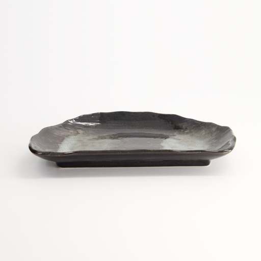 [22066] Mino Craft Plate 21x13x3.5cm Black TA-14 6/48