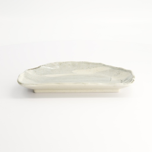 [22067] Mino Craft Plate 21x13x3.5cm Light Blue/White TA-15 6/48