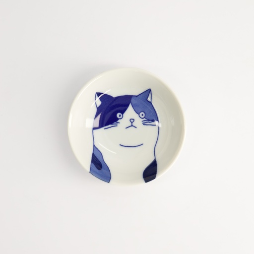 [22069] Kawaii Sauce Dish Cat Mike 9x2.7cm BL/WH TA-17 12/192