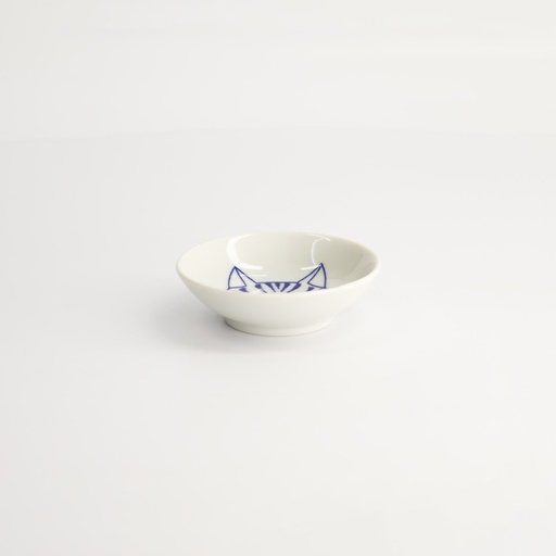 [22071] Kawaii Sauce Dish Cat Dora 9x2.7cm BL/WH TA-19 12/192