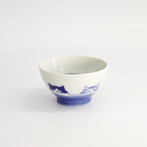 [22073] Kawaii Rice Bowl Cat 11x6cm BL/WH TA-21 6/72