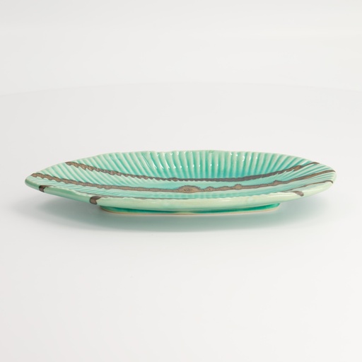 [22106] Yamasaku Oblong Plate 21.5x10.8x2cm Ocean TA-84 6/48