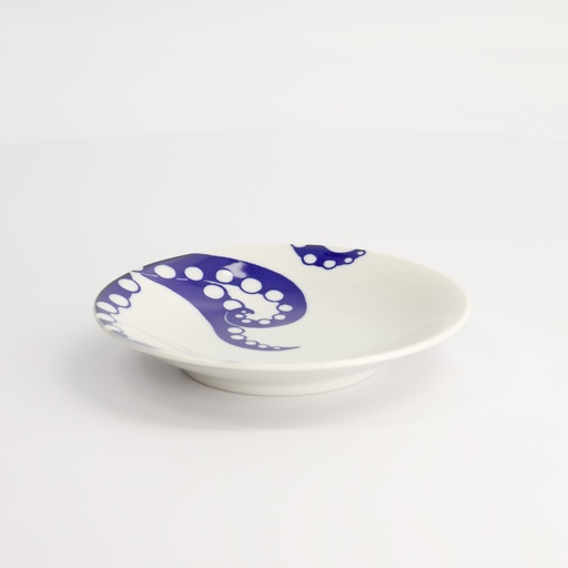 [22127] Kawaii Plate Octpus 13.7x2.4cm BL/WH TA-26/L 12/96