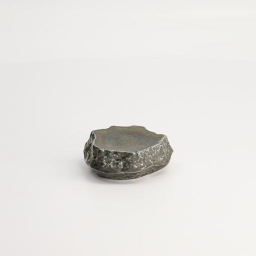 [22129] Mino Craft Silver Rock Round Plate 7x3cm TA-96 12/108