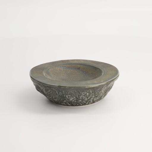 [22131] Mino Craft Silver Rock Round Plate 12x4cm TA-99 6/48
