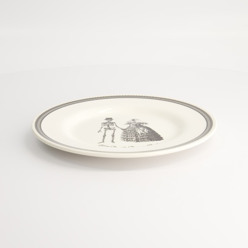 [22156] Skull Design Wedding Plate 21x2cm 22156 6/6