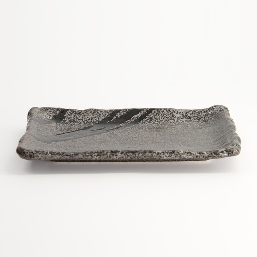 [22166] Mino Craft Rectangular Plate 22.2x13.3x2.5cm Bk/Grey 6/48